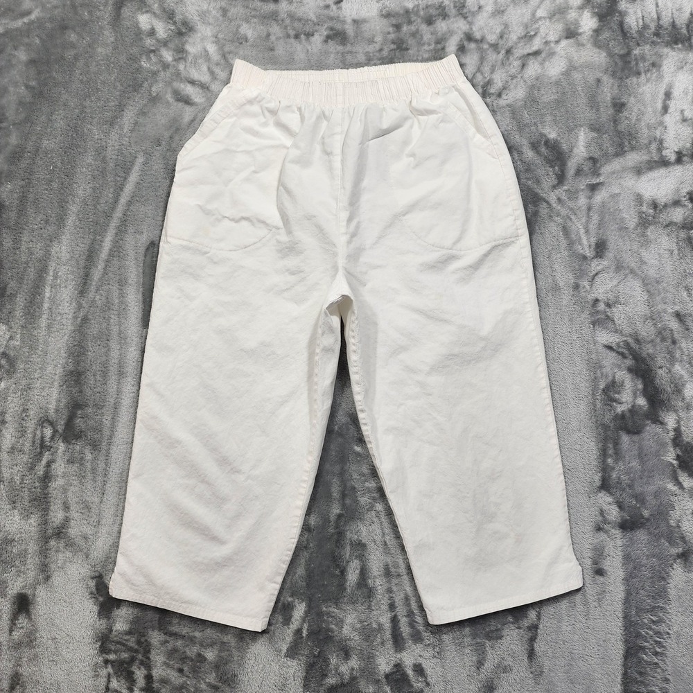 Vintage Separate Issue Pants Womens S White Pull On Wide Leg Crop Capri Casual‎